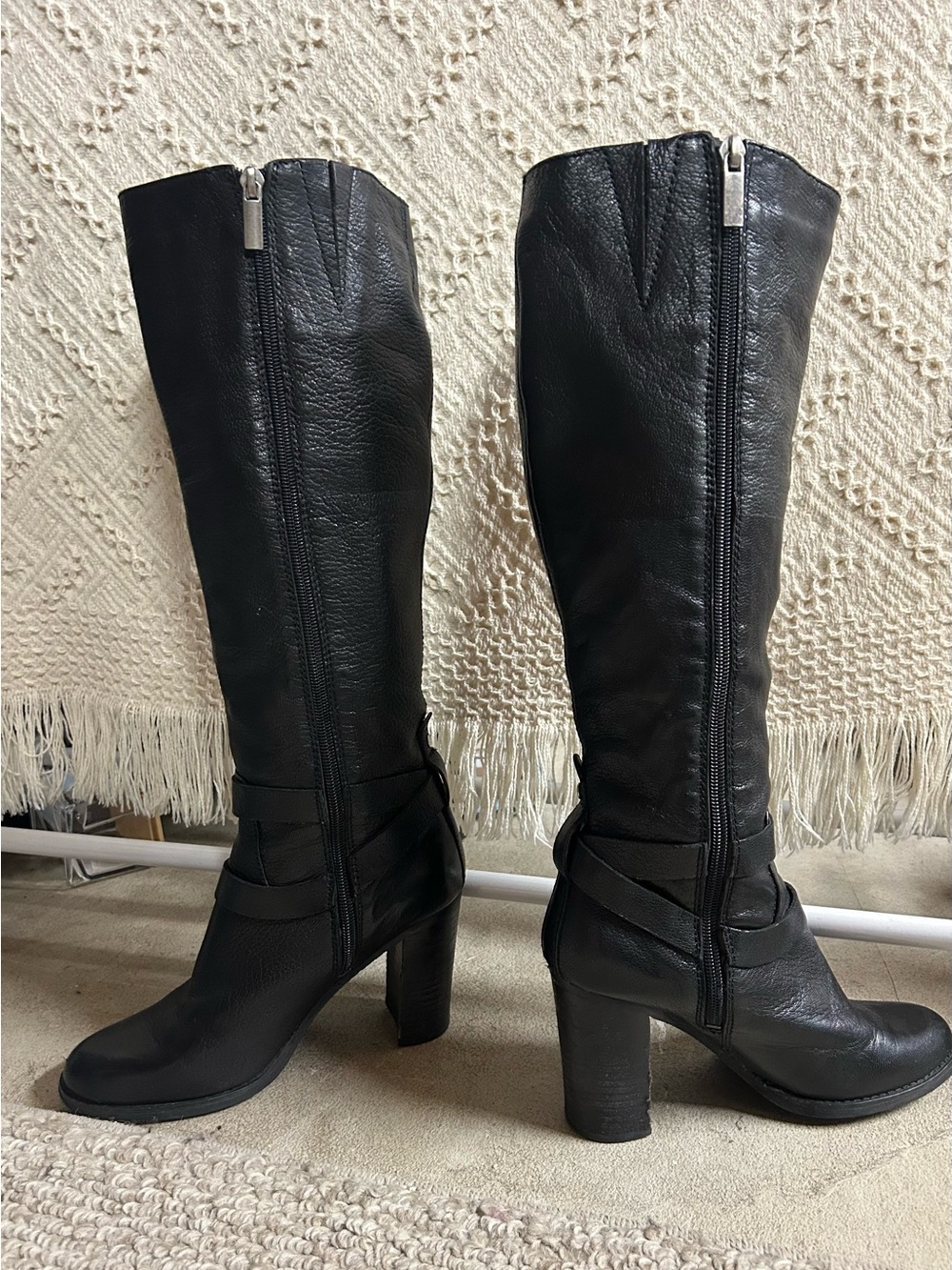 Bandolino Black Knee-High Zip Block-Heel Boots